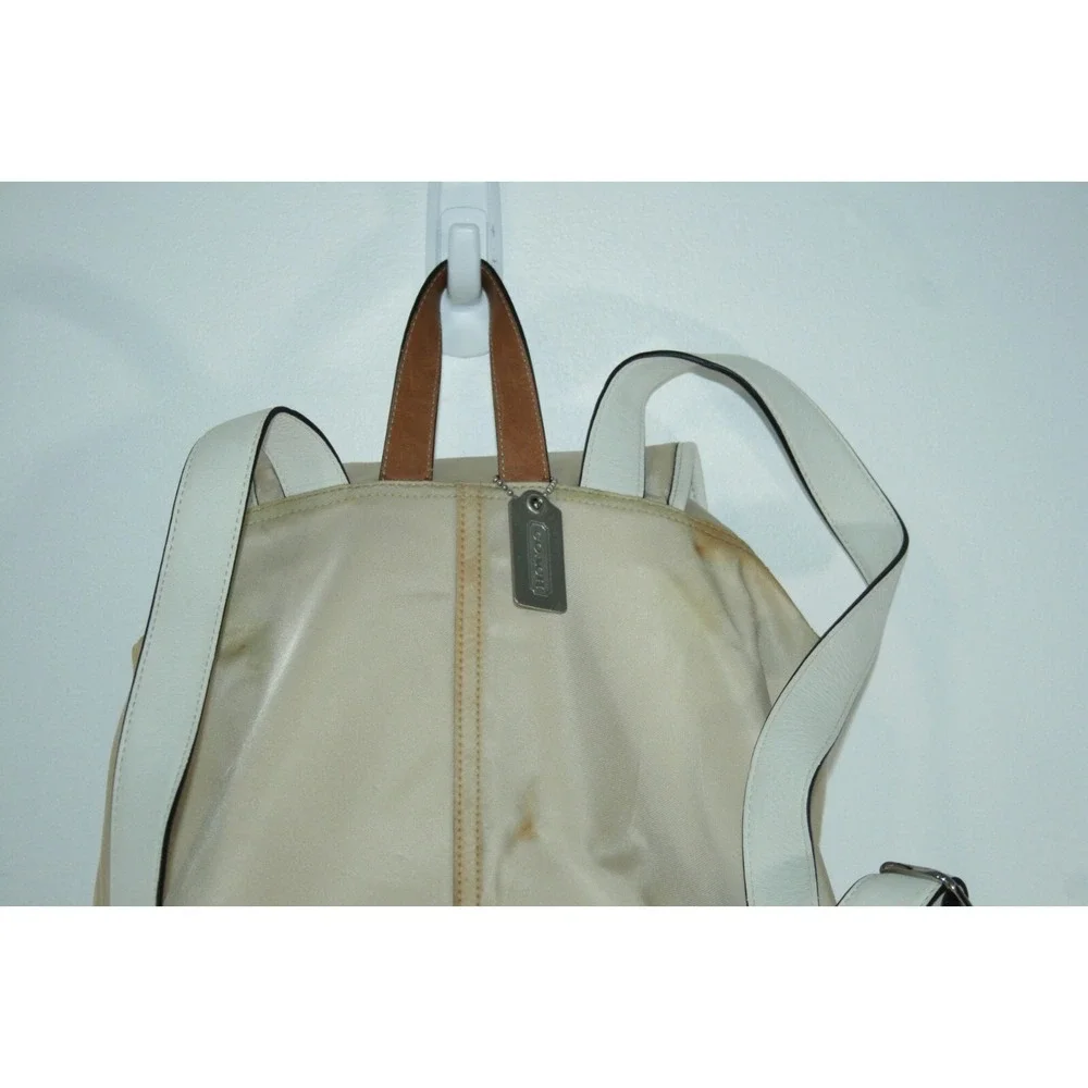 Coach Tan Nylon Double Pocket Drawstring Women's Backpack Purse Bag‎ 6258